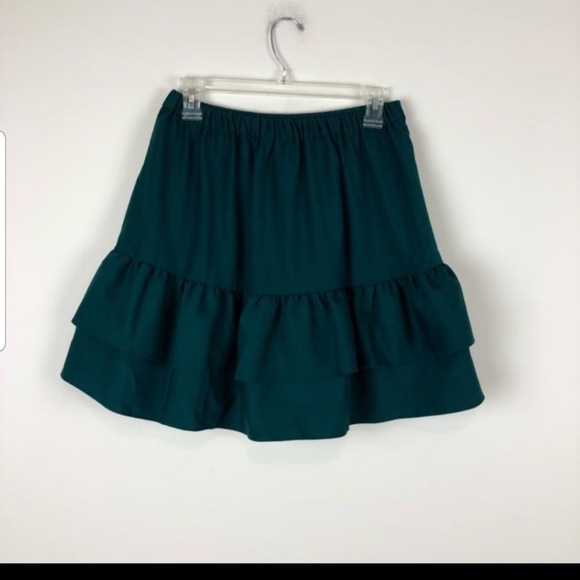 J.Crew ruffle mini skirt in emerald green - Picture 4 of 8